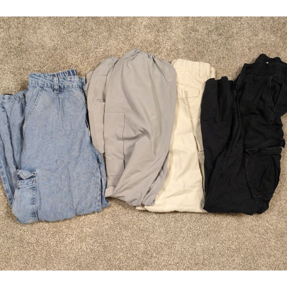 Womens Size Small Basics Cargo Pants - Denim / Gray / Cream / Black - Lot of 4